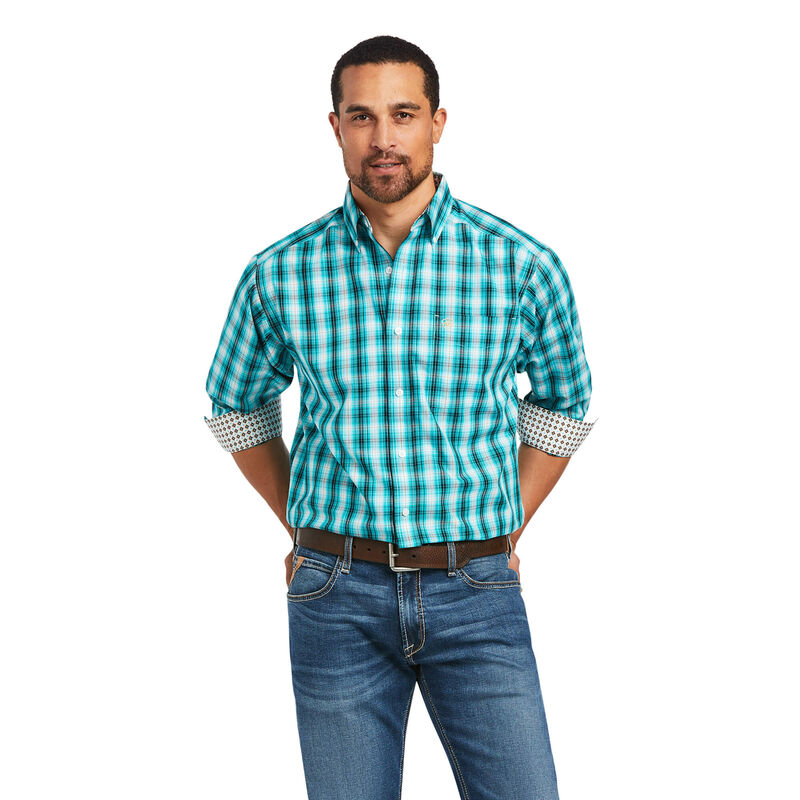 Ariat Hemden Herren - Wrinkle Free Hank Classic Fit Blau/Weiß/Schwarz ( JBLYW-2073 )